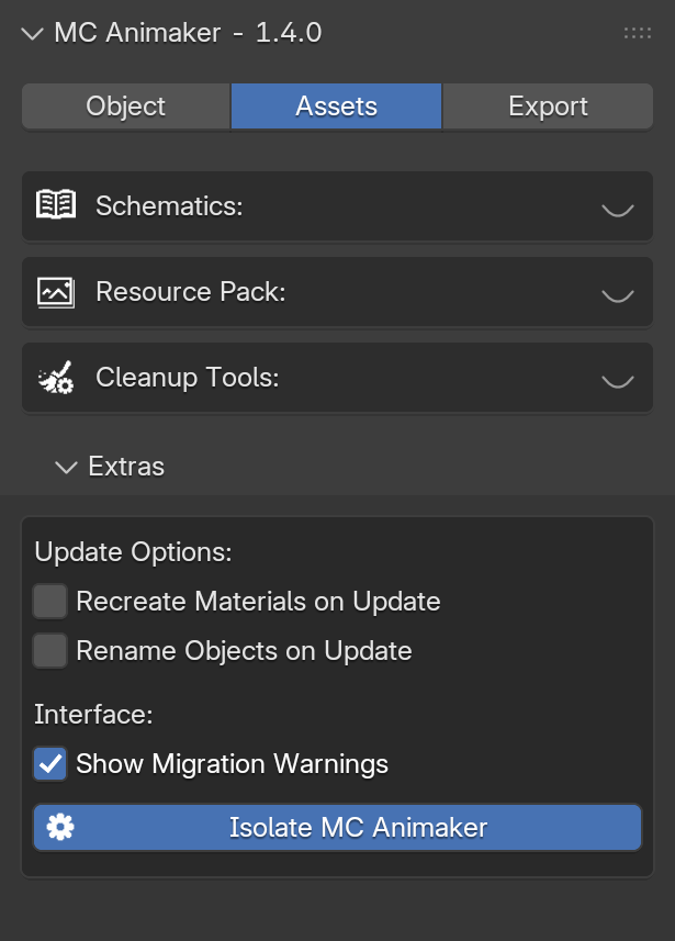 Assets Tab