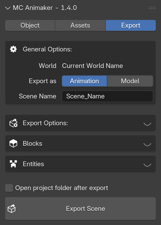 Export Tab